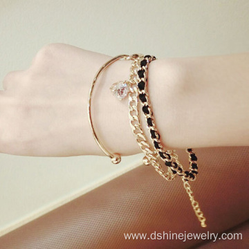 Rhinestone Chain Tassel Bracelet Personalized Gold Bangle